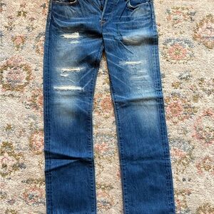 Men's Distressed Blue Jeans